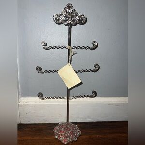 Ornate Pink Jeweled Jewelry Tree Stand tower hanging organizer necklace bracelet